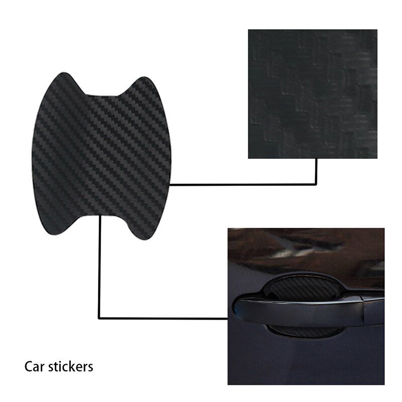 4Pcs 3D Carbon Fiber Car Sticker Door Handle Anti-Scratch Protective For Toyota Honda Corolla Mazda Leon  Prado Teana Golf Audi