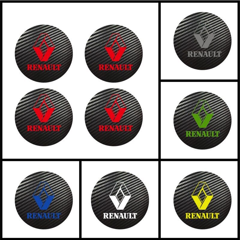 4pcs 56mm 60mm 65mm for RENAULT Sport Badge Logo Carbon Center Caps Alloy Rim Wheel Hub Stickers