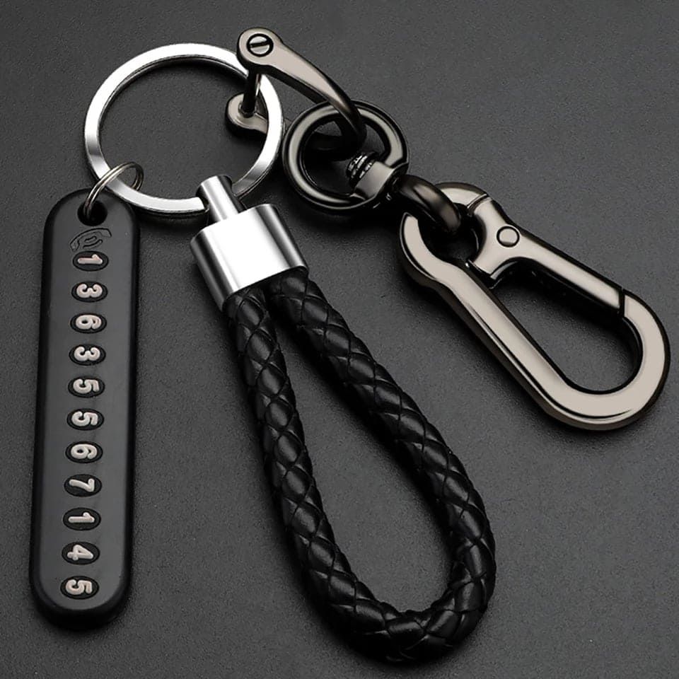 Anti-Lost Car Key Pendant Split Rings Keychain Phone Number Card Keyring Auto Vehicle Key Chain Car Accessories