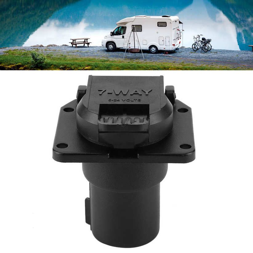 7 Pin Power Socket Portable Connector Accessory US 6-24V for RV Trailers