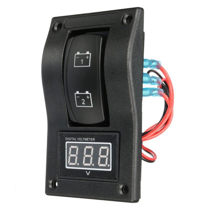 12-24V LED Dual  Test Panel Rocker Switch Car Truck Mae Boat Voltmeter 4P ON-OFF-ON