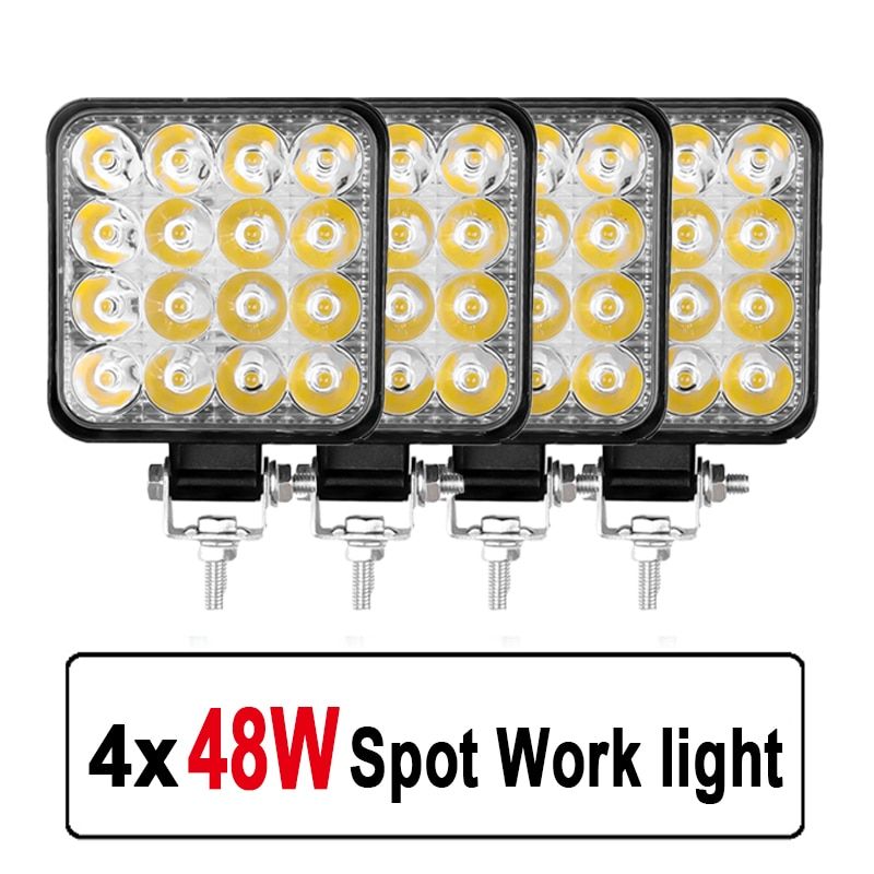 4Pcs Car LED Worklight 48W Offroad Work Light 12V Auto Light Fog Lamp off road 4x4 LED Tractor Spotlight for Truck ATV 4 i-4pcs 48W