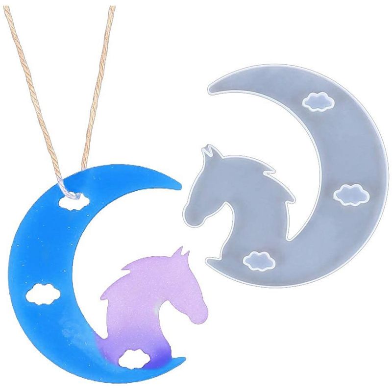 8Pcs DIY Crafts Jewelry Making Crystal Epoxy Resin Mold Moon Pendant Silicone Mould