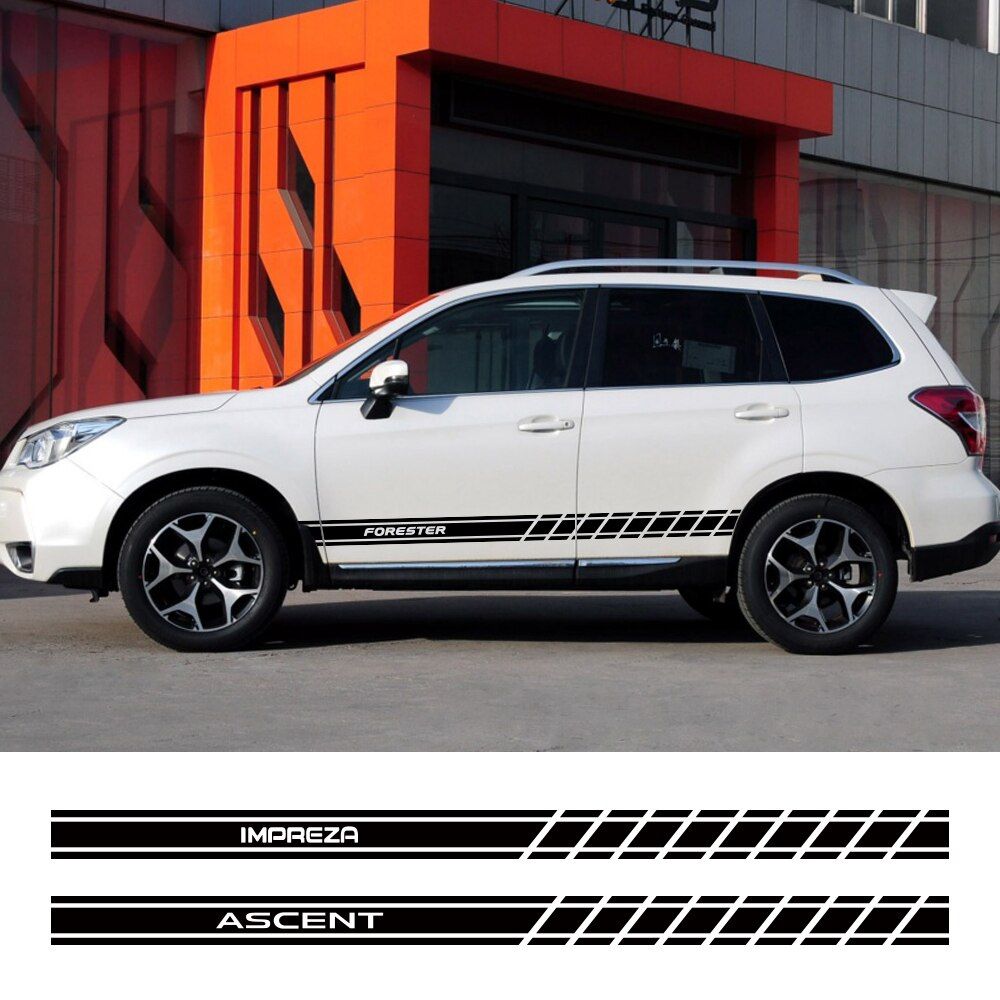 2PCS Auto Decor Car Door Side Skirt Stickers Decals For Subaru Forester Impreza XV Ascent Legacy BRZ Outback WRX Car Accessories