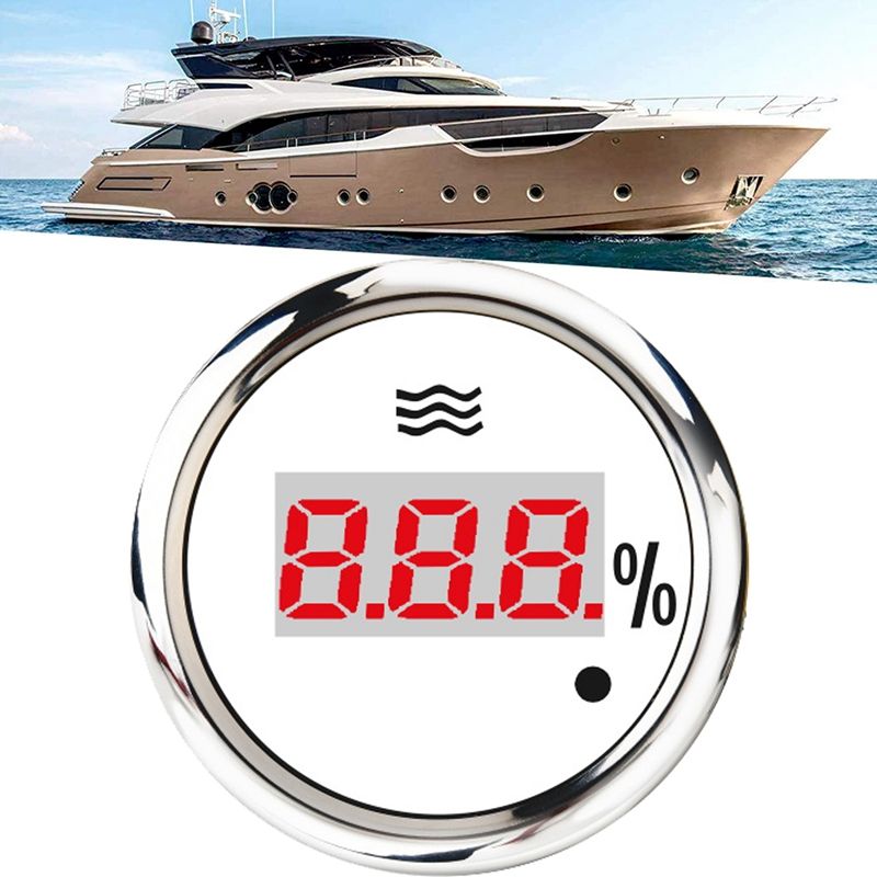 52mm Digital Water Level Gauge 0-190 Ohm 240-33 Ohm Universal Water Tank Level Meter Red Backlight with Alarm White