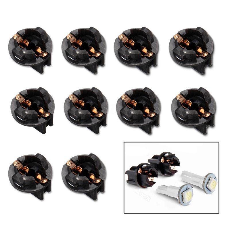 XHHDQES 10 Pieces T10 Socket Dashboard Instrument Panel Socket T10 W5W 168 192 194 Twist Lock Wedge Bases Lamp Dash Bulb Plug