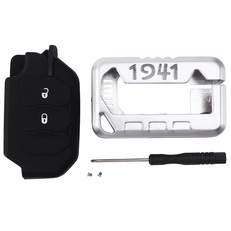 Car Key Case Aluminum Alloy Key Protection Cover Shell for Jeep Wrangler JL 2018 2019 2020 galactic Black