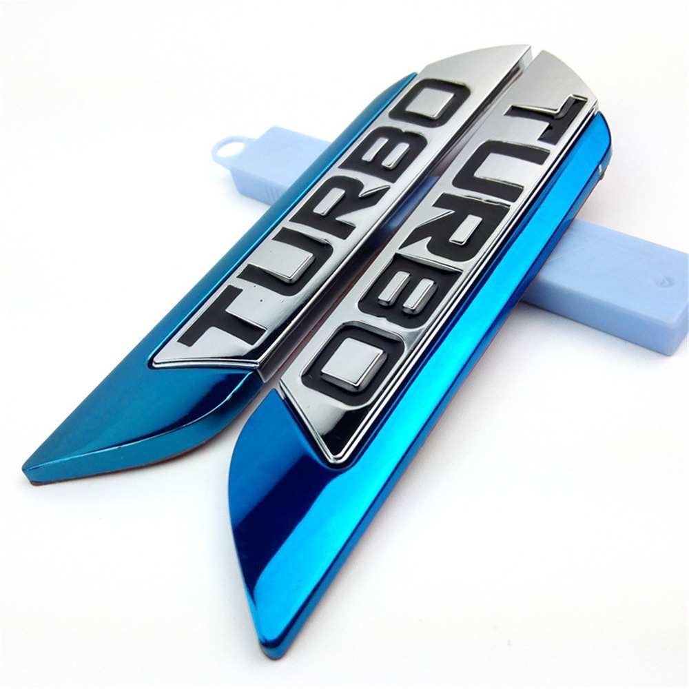 2PCS 3D Metal TURBO Turbocharged Car Sticker Logo Emblem Badge Decals Car Styling DIY Decoration Accessories For Frod Bmw Ford