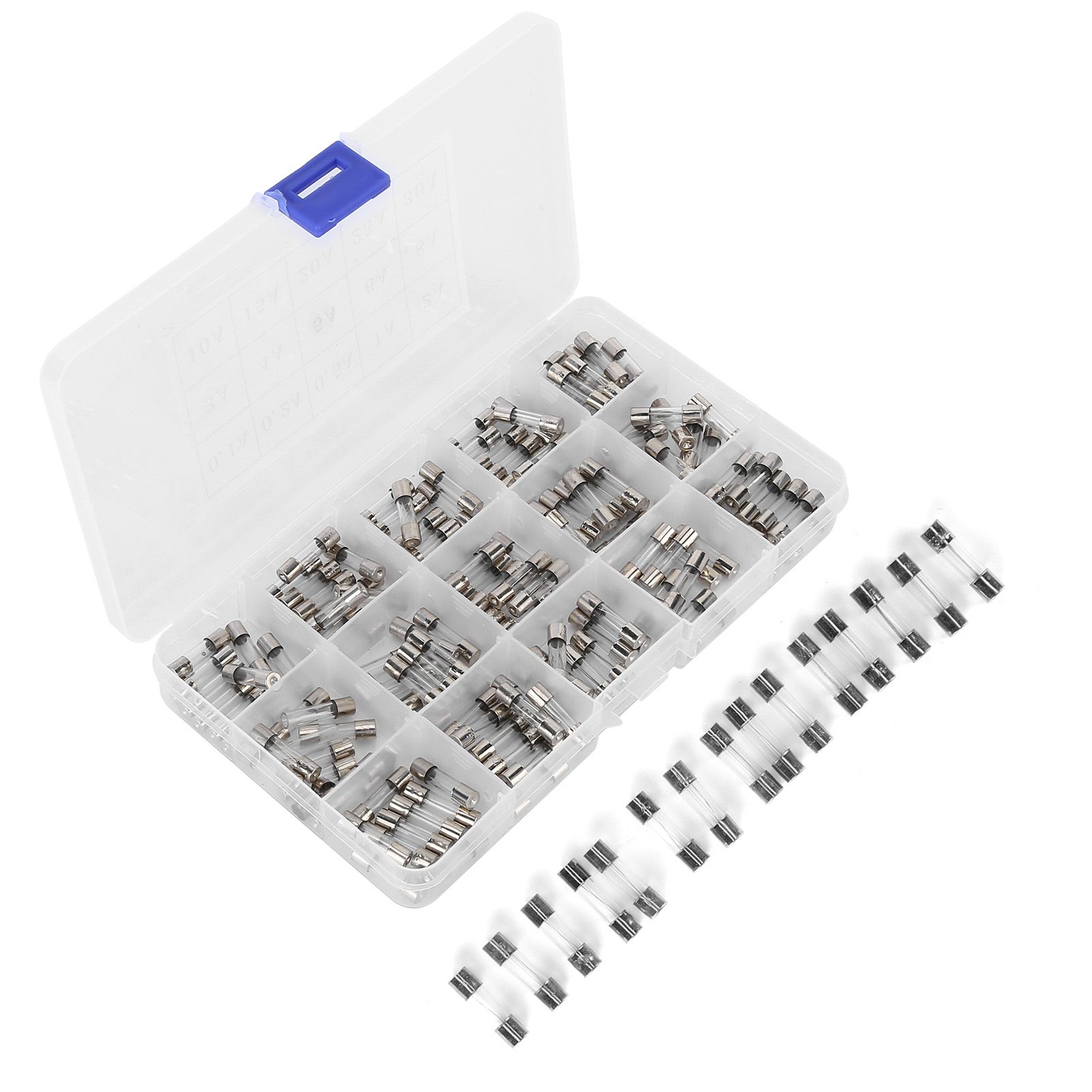 150Pcs 5x20mm Fast Blow Glass Tube Fuse Holder Assorted Kit 250V 0.1A-30A
