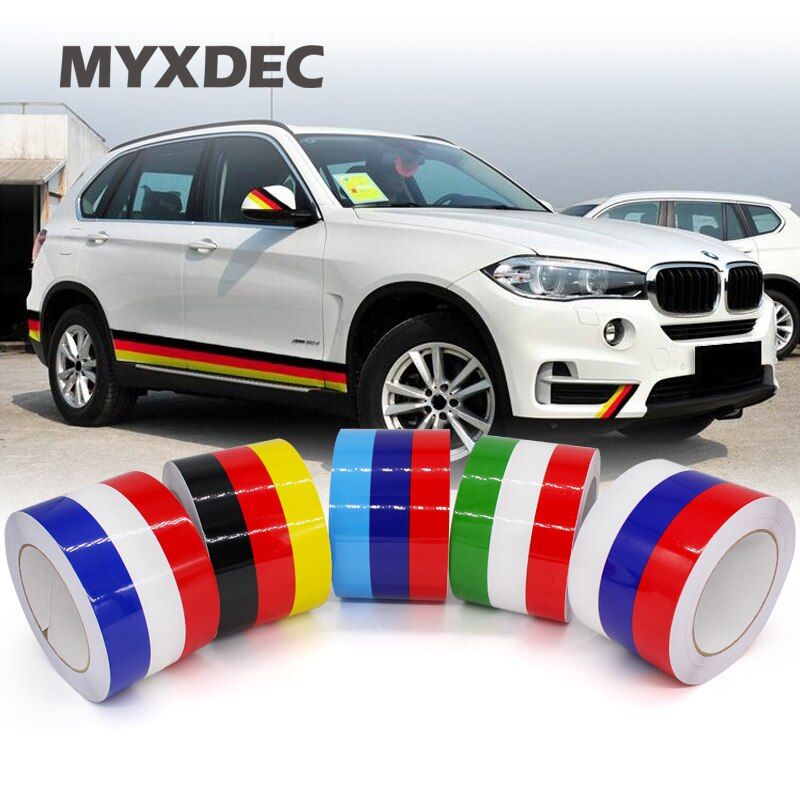 3 Meters 3 Colors Car Tail Waterproof PVC Sticker Badge Motorcycle Decoration Film Car Styling German France Italy Flag For BMW
