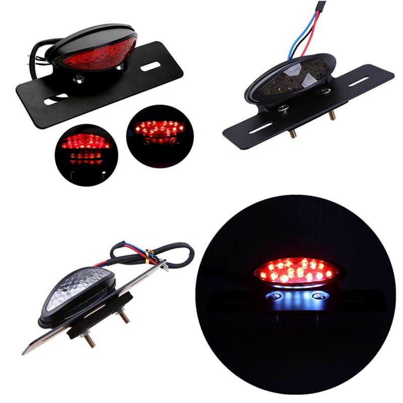 New Motorcycle LED Rear Brake Tail Light Stop License Plate Lights for Motorbikes Truck ATV Trailer Cafe Racer White