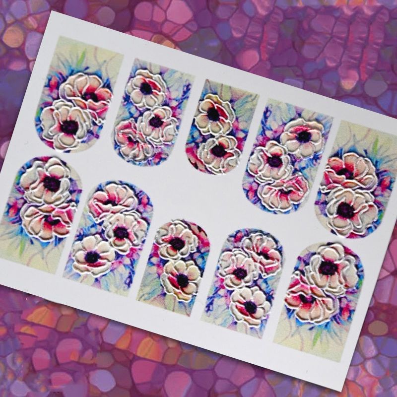 1pc Tropical 3D orchid nail decal Floral nail water transfer tropical nail sticker Nail wraps Water Decalwater slide decal. #D15