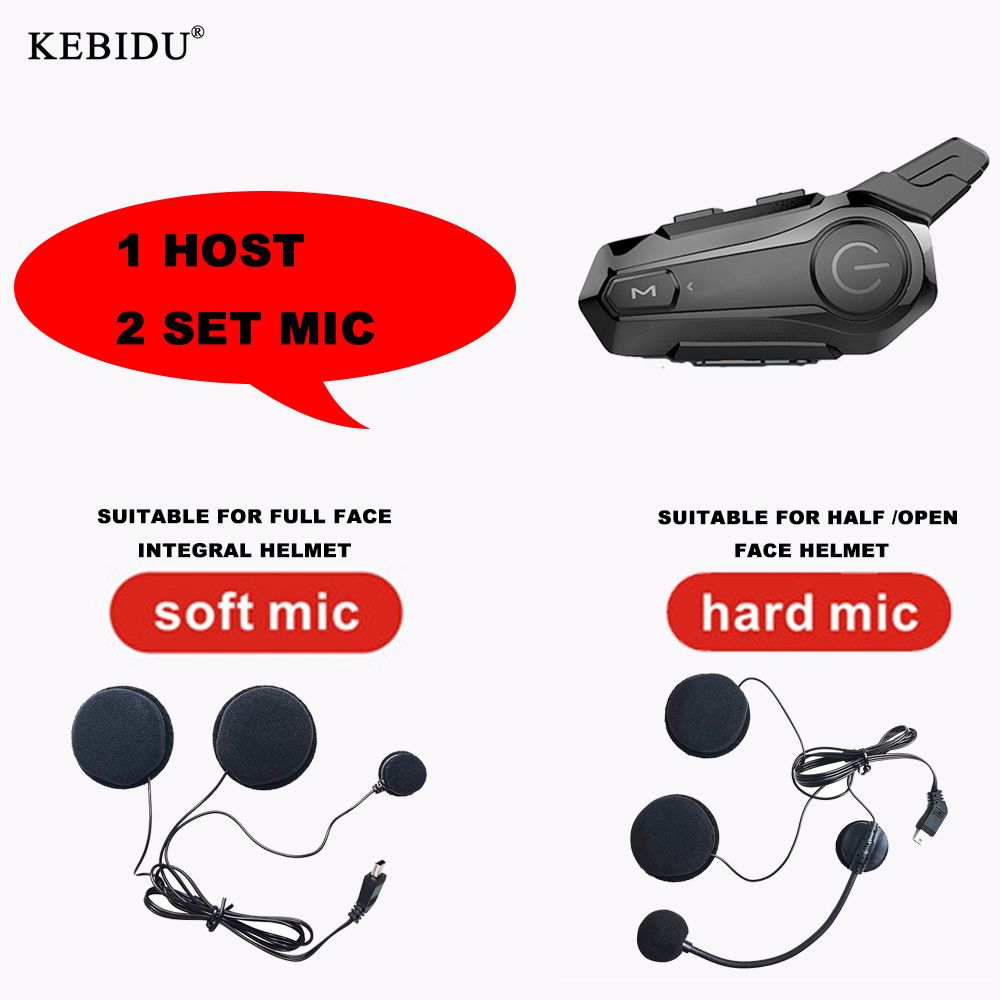 Kebidu Motorcycle Bluetooth 5.0 Helmet Headphone Wireless Handsfree Headset with Microphone