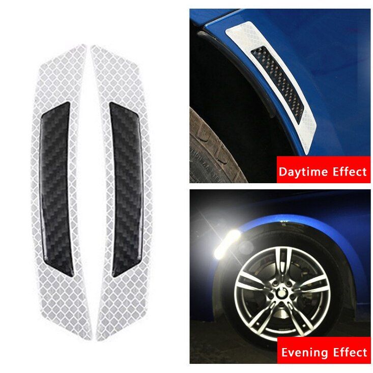 2PCS Car Luminous Sticker Cover Scratches Anti-collision Reflective Strips Wheel Eyebrow Sticker Decoration Exterior