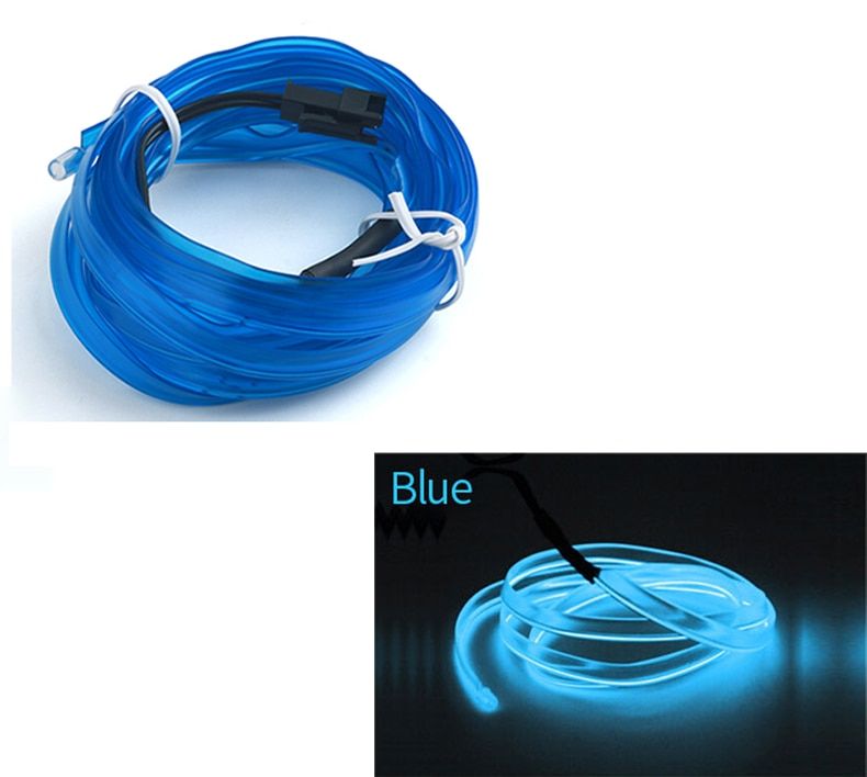 1M/2M/3M/5M Car Interior Led Decorative Lamp EL Wiring Neon Strip For Auto DIY Flexible Ambient Light USB Party Atmosphere Diode-USB drive-2M