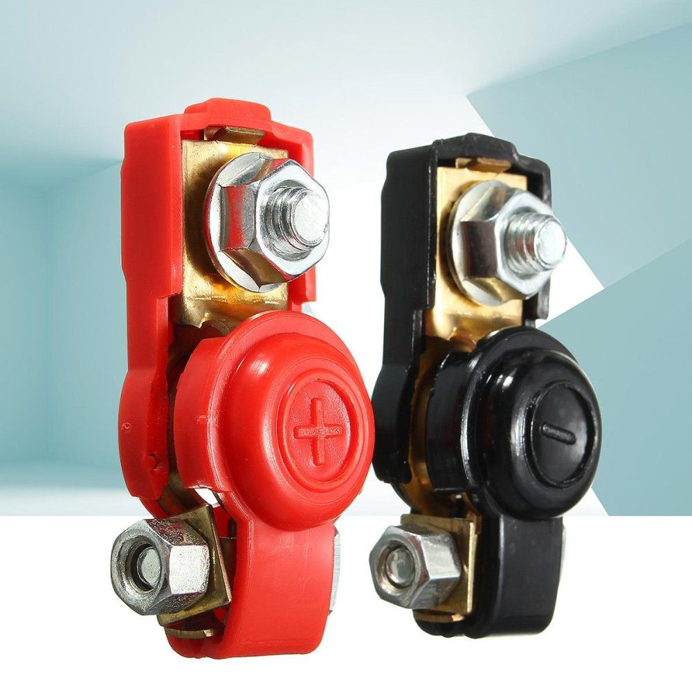 2PCS 12V Adjustable Auto Car Terminal Clamp Clips Connector Positive Negative Red+Black -