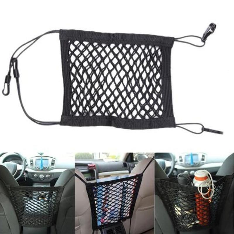 Portable Car Organizer Seat Pocket Elastic Car Mesh Bag Car Storage Bag Between Seats 30*25cm
