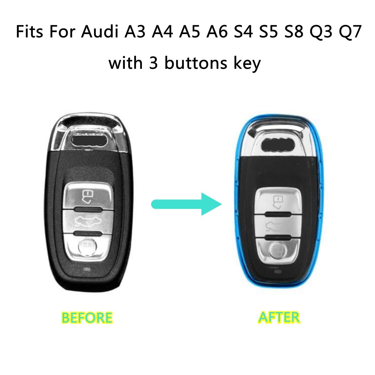 Fashion Shiny SequinsTPU Smart Remote Key Cover Fob Case Shell For Audi A3 A4 A5 A6 S4 S5 S8 RS7 RS5 R8