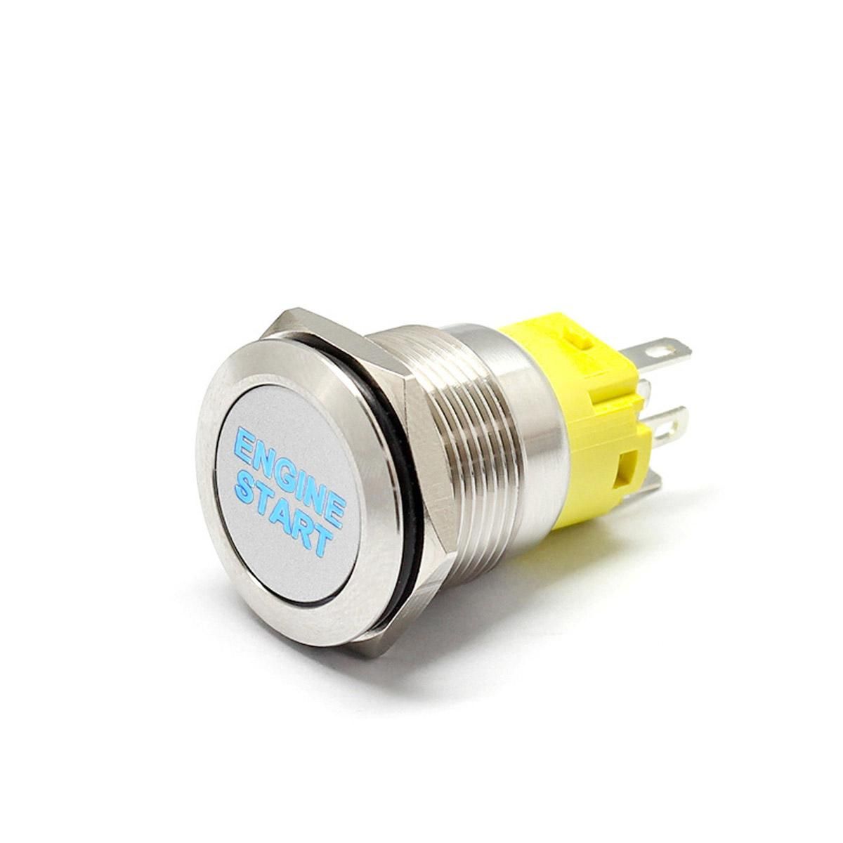 Auto parts 19mm 12V LED Light Push Button Metal Switch Latching Symbol Car Racing Marine - Start(Momentary)