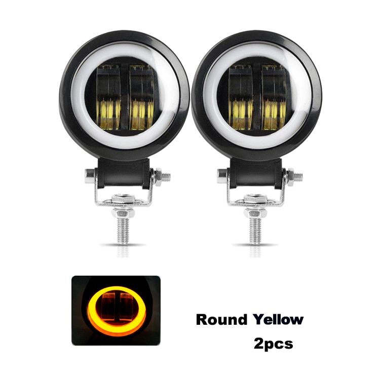 NLpearl 12V 24V Waterproof LED Offroad 20W LED Work Light 6D LED AnEyes Light For SUV ATV Truck Boat 4x4 Motorcycle-2pcs square white