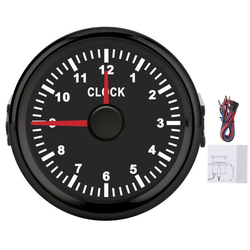 52mm Clock Gauge 2in Universal Instrument 0‑12 Hourmeter Red Backlight 12V/24V for Car Boat Yacht Motorcycle