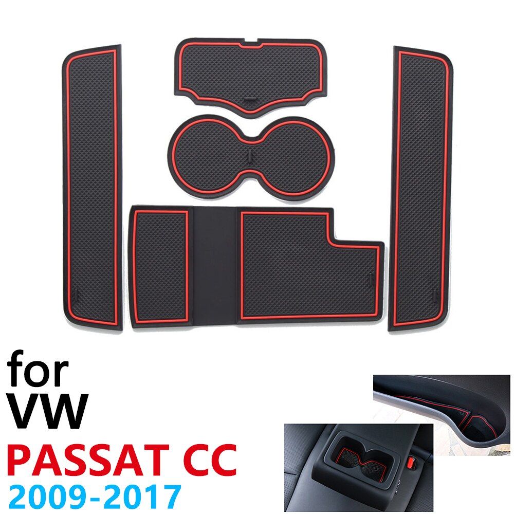 Anti-Slip Rubber Cup Cushion Door Groove Mat for VW Passat CC 2009~2017 2011 2013 2015 2016 Volkswagen Accessories mat for phone