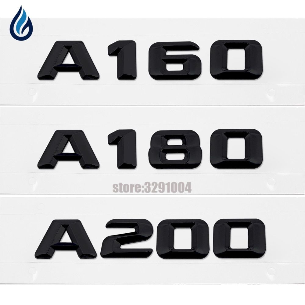 Black Plastic A 160 A 180 A 200 Rear Trunk Lid Emblem Letter Sticker For Mercedes Benz A Class W168 W169 W176 A180 A200 A200