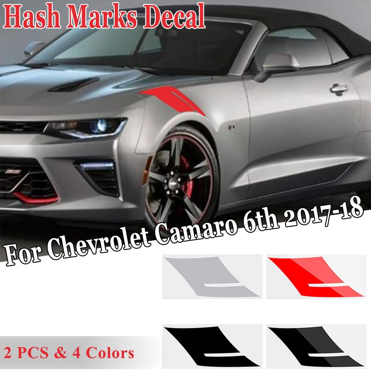 2Pcs/set Hashmarks Vinyl Decal Strip Stickers For Chevrolet For Camaro 6th Gen 2017 2018 Car Stickers
