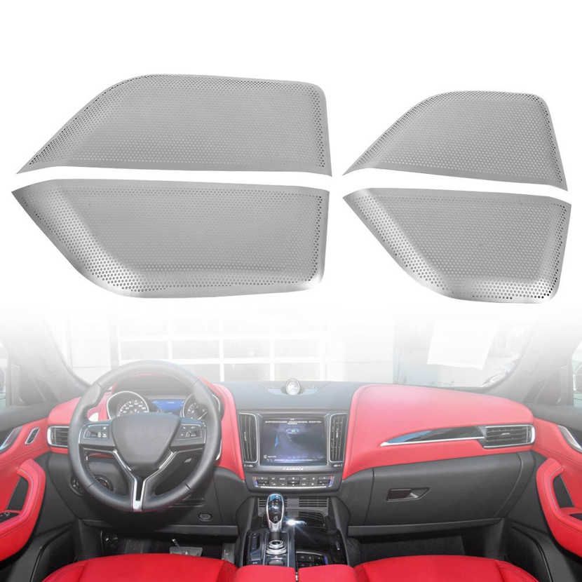 Silver Aluminum Interior Door Speaker Cover Trim For Maserati Levante 2017-2018