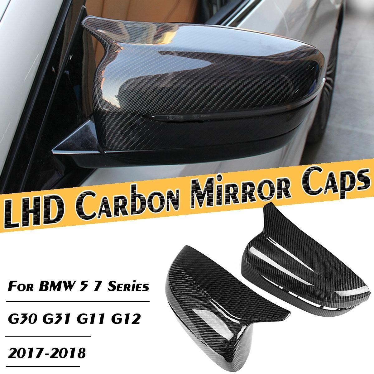 LHD Replace Carbon Fiber Side Mirror Cover Caps For BMW 5 7 Series G30 G31 G11 G12 (2017-2018)