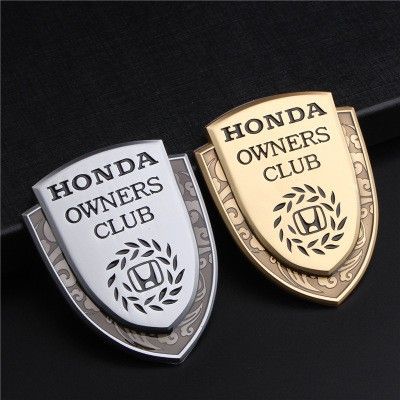 Metal Honda Owners Club Side Rear Emblem Badge Sticker Honda(model:Silver)