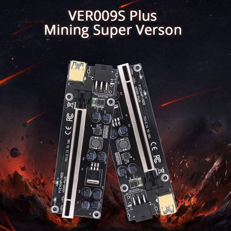 6PCS 009S Plus Riser Card VER009S PCIE PCI-E PCI Express X16 GPU 6in Adapter Card 1X 16X Extender USB 3.0 Cable
