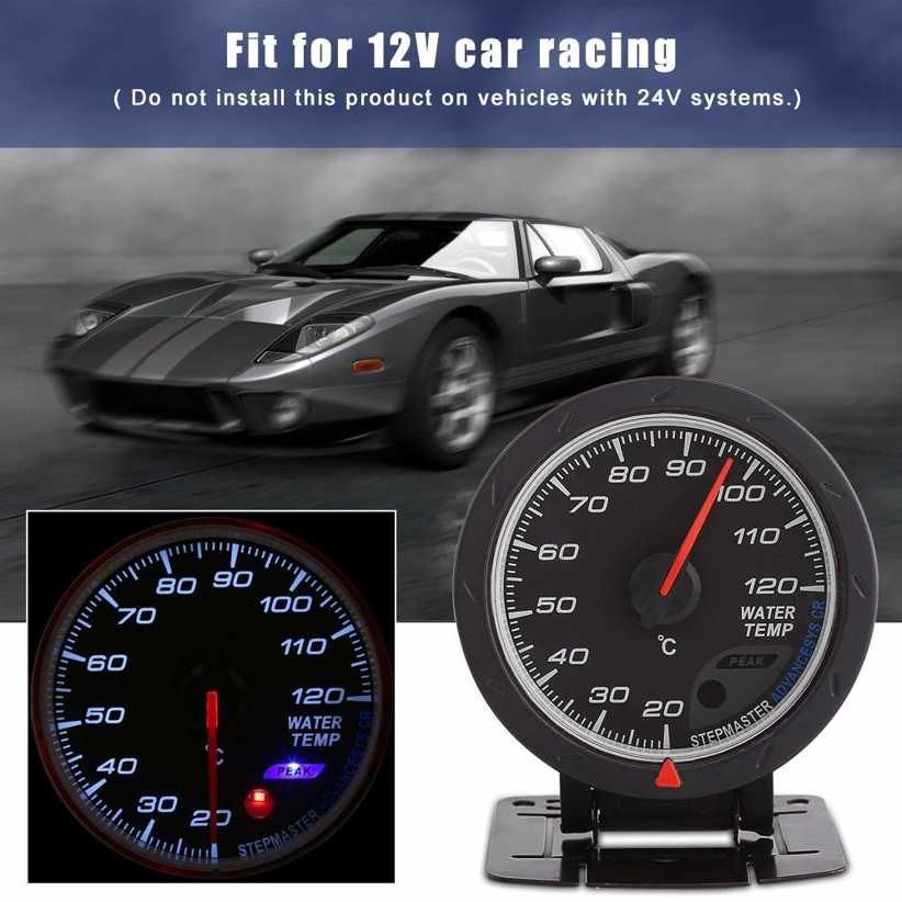 Universal Digital Blue LED Water Temp Temperature Gauge 20-120℃ Range Meter For Auto Racing Car