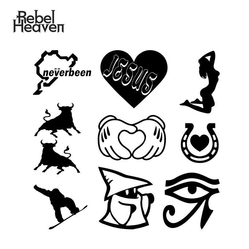 Rebel Heaven Funny Vinyl car Sticker NEVERBEEN Originality Horse Shoe Heart Final Fantasy Black Mage Motorcycle Car Assessoires