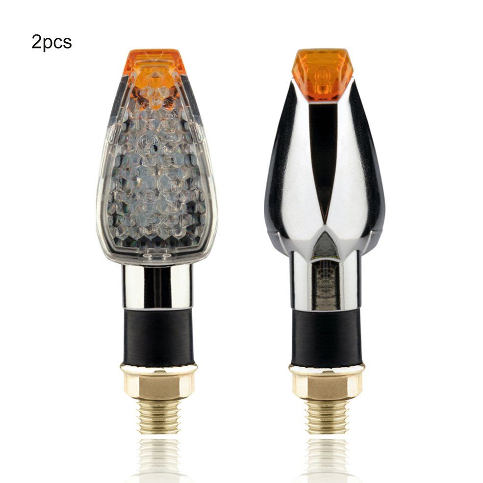 12V Motorcycle LED Turn Signals Long Short Turn Signal Indicator Tail Light - Silver-plated+yellow F