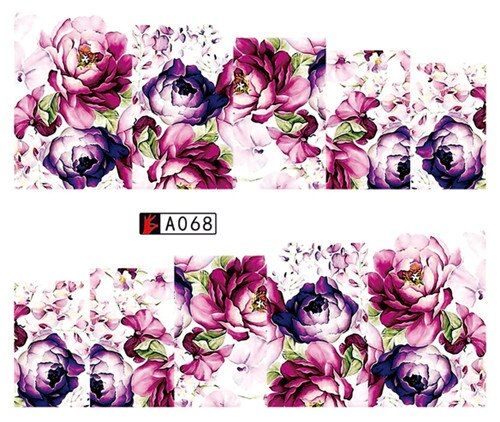 1 or 2pcs Flower Series Stickers For Nail Decoration Water Transfer Sticker Decals Foil Wraps Manicure Design DIY Slider NFA403