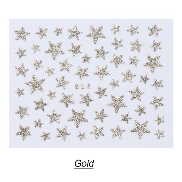 1pcs 3D Glitter Shiny Star Sticker for Nails Colorful Silver Ornts Adhesive Slider Decals DIY Manicure Nail Art Tips LENC132