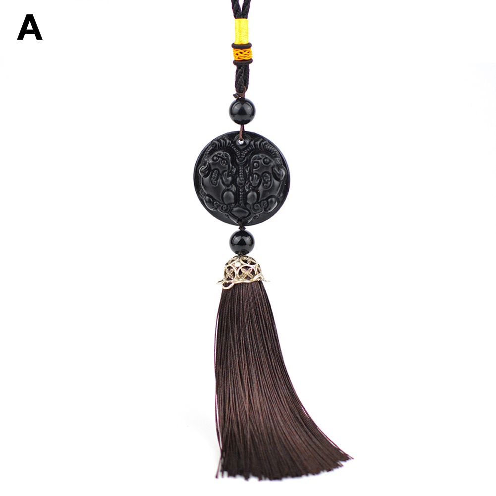 Pi Xiu/Buddha/Bodhisattva Natural Blk Obsidian Stone Pendant et Neckle