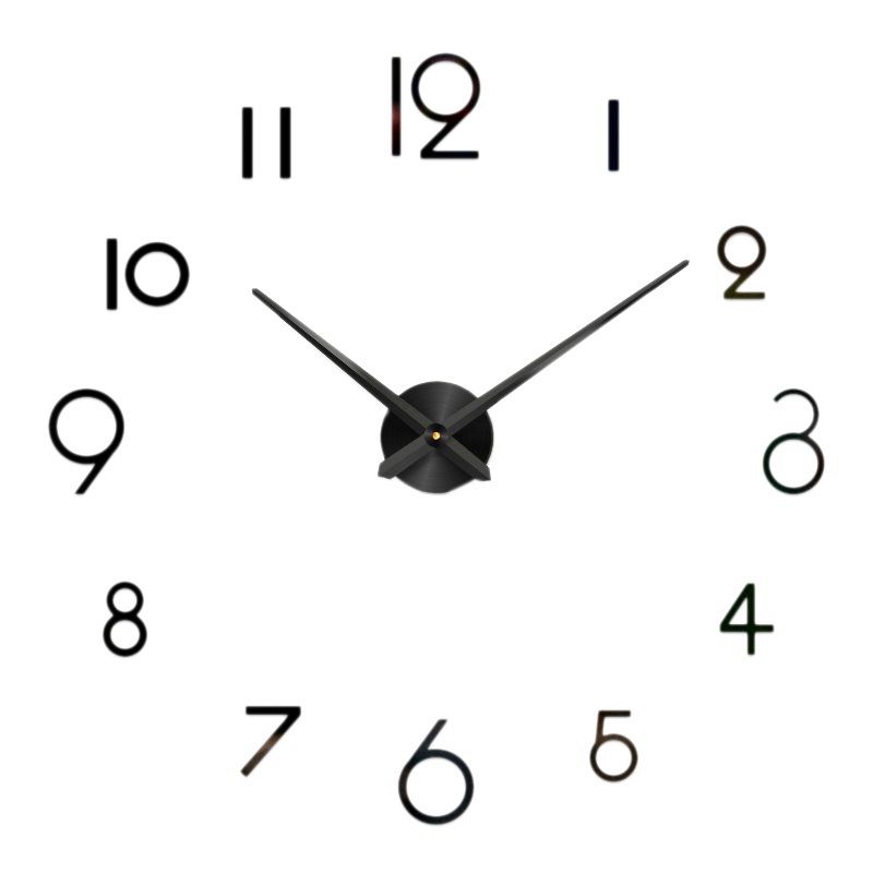 Large Digital 3D DIY Wall Clock Frameless Mute Non Ticking Quartz Clocks with Mirror Number for Bedroom Decor Gift,Black