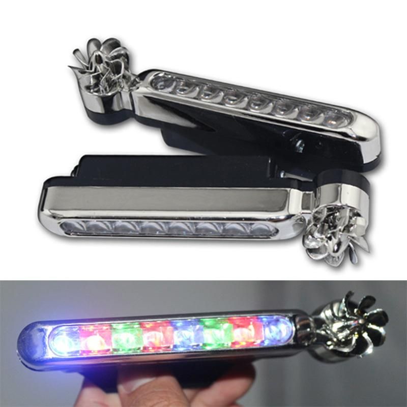 2Pcs Universal Wind Energy Car Daytime Running Lights 8 LED Daylight Headlight Lamp No External Power Supply