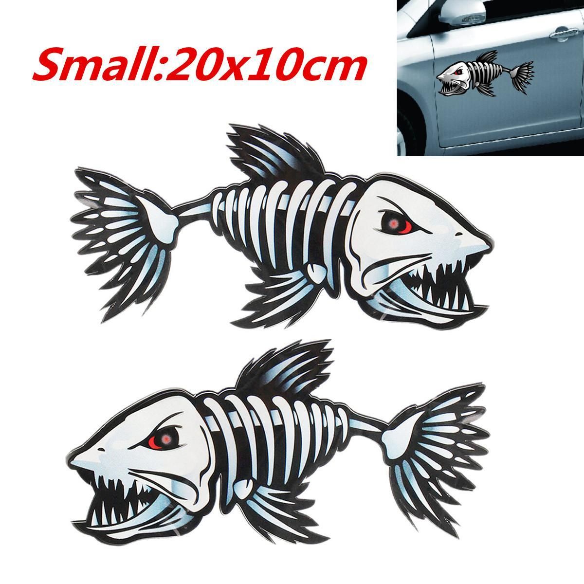 2x Skelton Fisch Tuning Aufkleber Autoaufkleber Sticker 20x10cm Boot Decal Tatto