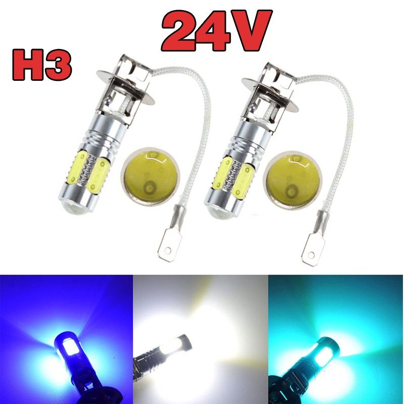 2Pieces  H3 7.5W High Power Car LED Headlight Super Bright Auto Fog Lamp COB 24V 6000K XENON White