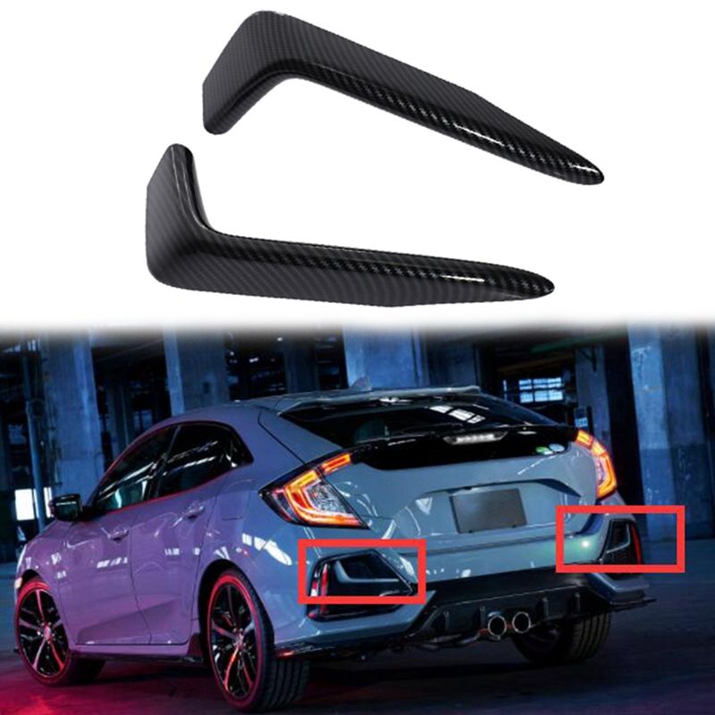 for Honda Civic Hatchback 2019-2020 Car Carbon Fiber Rear Fog Light Lamp Cover Trim Molding Bezel Garnish Stickers