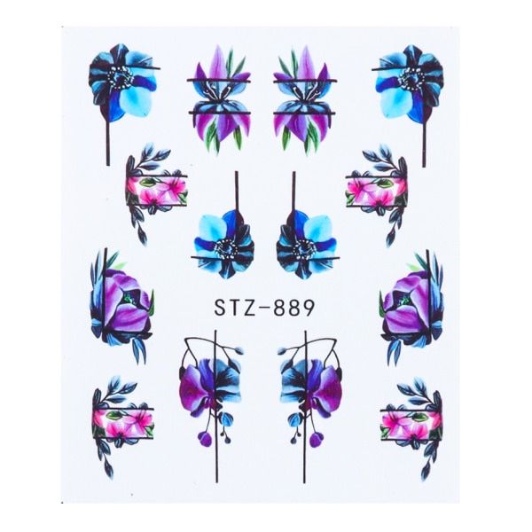 1pc Flower Leaf Water Transfer Nail Sticker Butterfly Designs Nail Art Decals DIY Manicure Slider Foil Decoration NFSTZ880-902-2