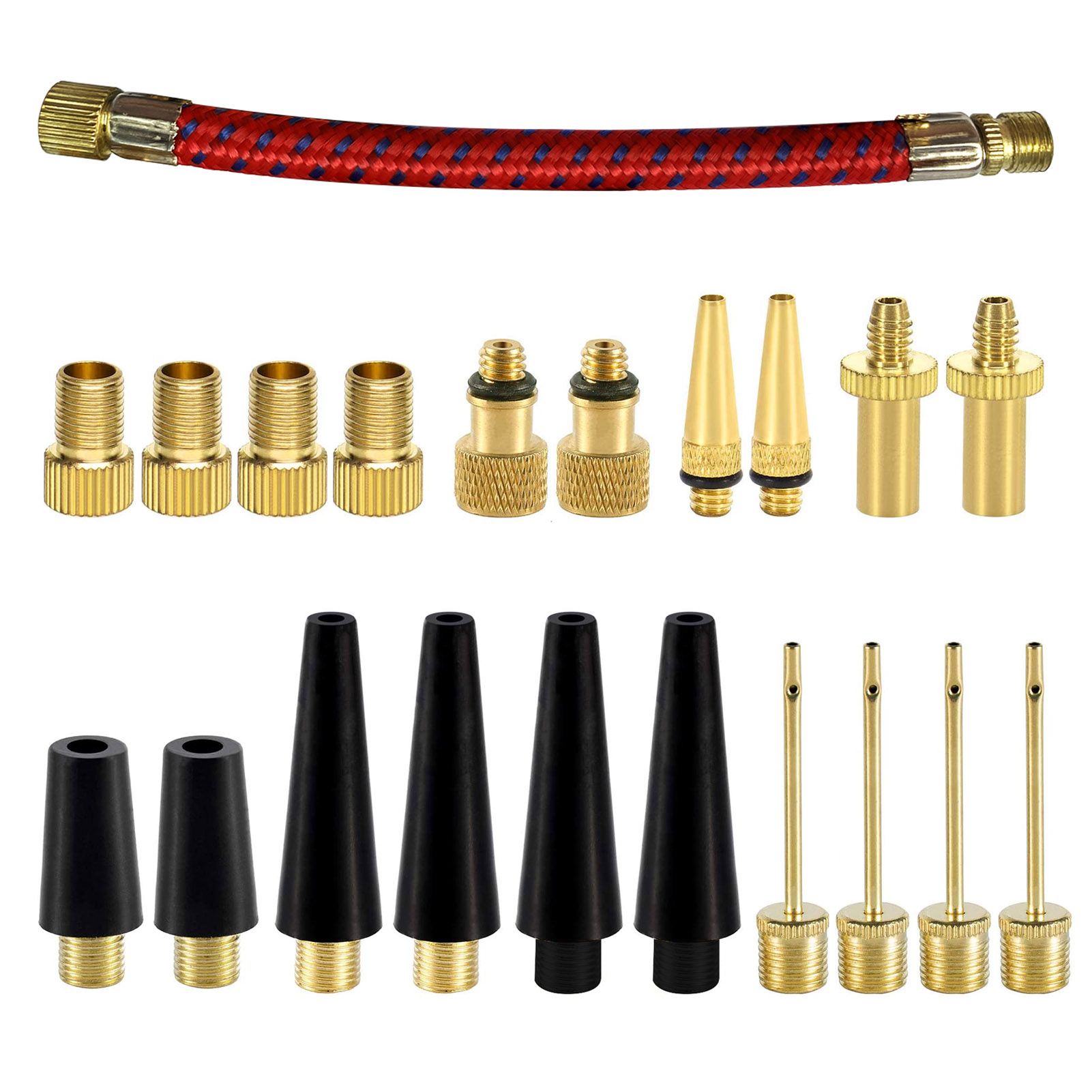 21PCS Bike Tire Valve Adapters, Ball Pump Needle, Adapters Kit as Inflation Devices and Accessories fit for standard pump or Air Compressor