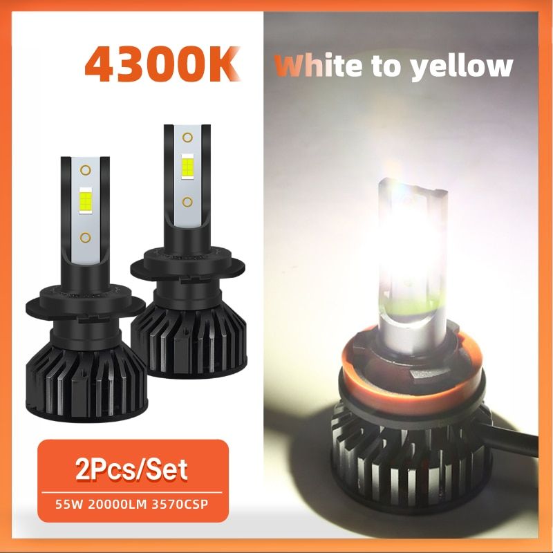 H7 Car Headlight 20000LM 3000K 6000K 8000K HB3 HB4 9005 9006 H1 H8 H4 H11 H9 Bulb Led 3570 CSP C12V 24V-12V FOR CAR CANBUS-H11