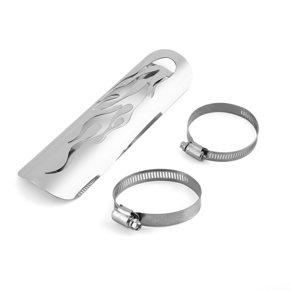 Universal Modified Motorcycle Exhaust Muffler Pipe Heat Shield Cover Guard Silver Silver