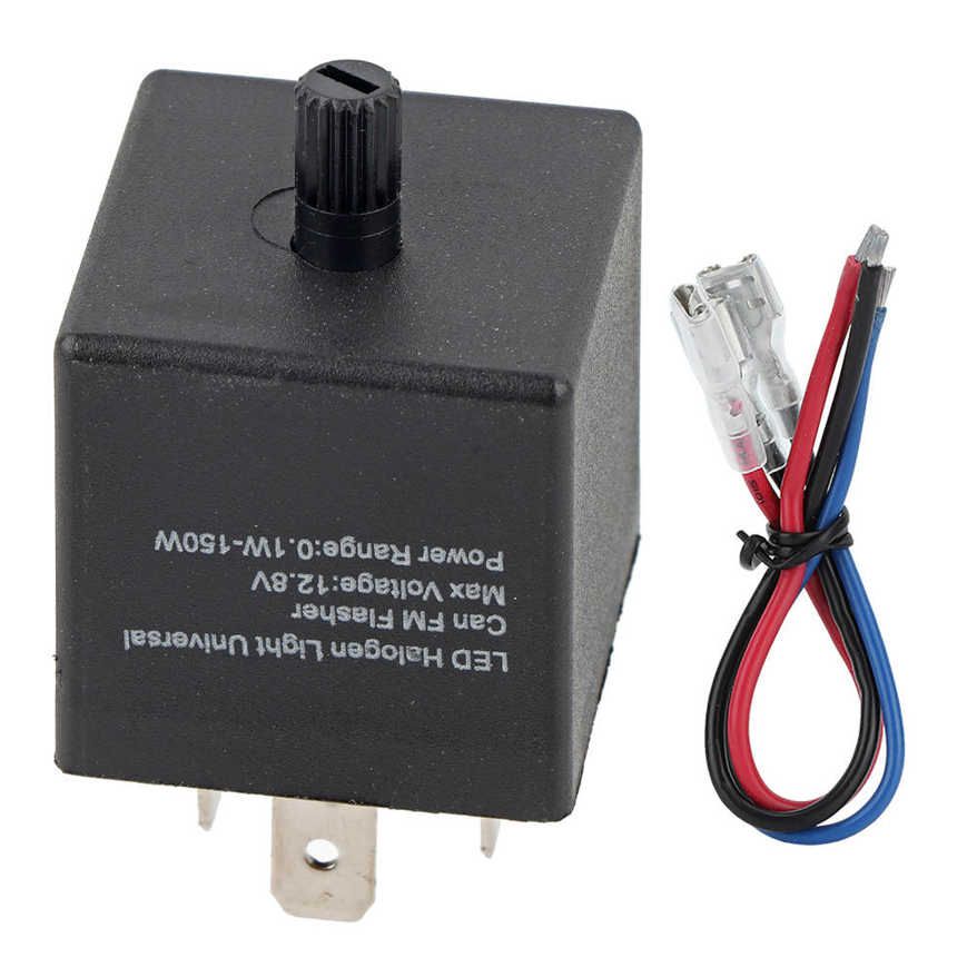 Acouto LED Flasher 12V 24V 3 PIN Adjustable Relay Turn Signal Light Blinker For Automotive Motorcycle