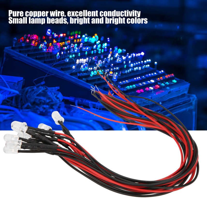 LED Diode 50Pcs Wired Light-Emitting Round Head High-Brightness In-Line 20cm 5mm 12V