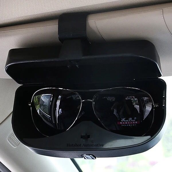 Car Sun Visor Sunglasses Case Holder Eye Glasses Organizer Box Credit Card Slots on the Outside Double Snap Clip Design Fits All Vehicle Models